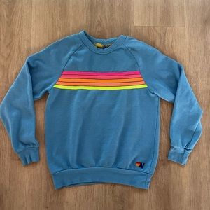 Aviator Nation 5 stripe neon + blue sweatshirt